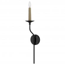 Capital 651511MB - Wilder 1-Light Sconce in Matte Black with Interchangeable Faux Wood or Matte Black Candle Sleeve