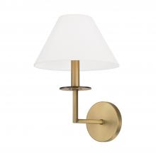 Capital 652211AD - Gilda 1-Light Sconce in Aged Brass with White Fabric Stay-Straight Shade