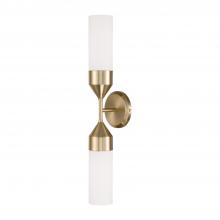 Capital 652421MA - Devon 2-Light Cylindrical Sconce in Matte Brass with Soft White Glass