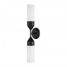 Capital 652421MB - Devon 2-Light Cylindrical Sconce in Matte Black with Soft White Glass