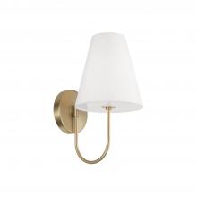 Capital 652711MA - Julia 1-Light Sconce in Matte Brass with Tapered White Fabric Shade and Glass Diffuser