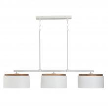 Capital 850931LT - Liam 3-Light Linear Chandelier in White with Mango Wood and Matte White Metal Shades