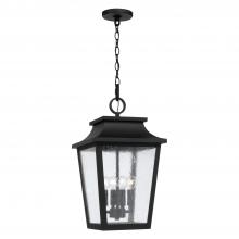 Capital 953344BK - Chandler 4-Light Outdoor Tapered Hanging Lantern in Black with Ripple Glass