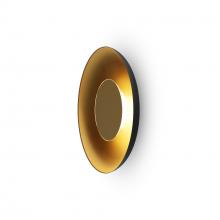 Koncept Inc RMW-12-SW-BRS-HW+24BD-MBG - Ramen Wall Sconce 12&#34; (Brass) with 24&#34; back dish (Matte Black w/ Gold Interior)