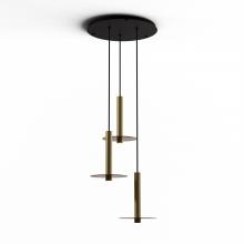 Koncept Inc CMP-C3-S-12-BRS+GTEA9 - Combi Pendant 12&#34; Circular 3 Combo Brass with Matte Black Canopy, 9&#34; glass plate (Tea Brown)