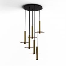 Koncept Inc CMP-C6-S-12-BRS+GTEA9 - Combi Pendant 12&#34; Circular 6 Combo Brass with Matte Black Canopy