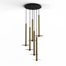 Koncept Inc CMP-C6-S-24-BRS+GTEA9 - Combi Pendant 24&#34; Circular 6 Combo Brass with Matte Black Canopy