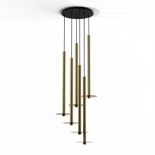 Koncept Inc CMP-C6-S-36-BRS+GTEA9 - Combi Pendant 36&#34; Circular 6 Combo Brass with Matte Black Canopy