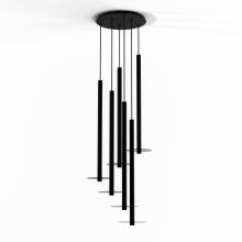 Koncept Inc CMP-C6-S-36-MTB+GDGY9 - Combi Pendant 36&#34; Circular 6 Combo Matte Black with Matte Black Canopy