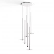 Koncept Inc CMP-C6-S-36-MWT+GDGY9 - Combi Pendant 36&#34; Circular 6 Combo Matte White with Matte White Canopy