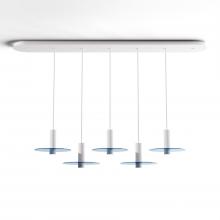 Koncept Inc CMP-L5-S-06-MWT+GBLU9 - Combi Pendant 6&#34; Linear 5 Combo Matte White with Matte White Canopy