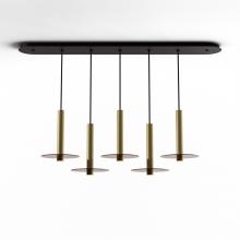 Koncept Inc CMP-L5-S-12-BRS+GTEA9 - Combi Pendant 12&#34; Linear 5 Combo Brass with Matte Black Canopy, 9&#34; glass plate (Tea Brown) a