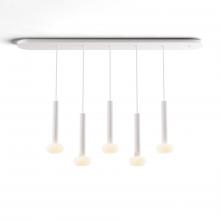 Koncept Inc CMP-L5-S-12-MWT+NA+GLB - Combi Pendant 12&#34; Linear 5 Combo Matte White with Matte White Canopy, Glass Ball attachment, Sus