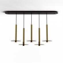 Koncept Inc CMP-L5-S-16-BRS+GTEA9 - Combi Pendant 16&#34; Linear 5 Combo Brass with Matte Black Canopy