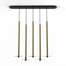 Koncept Inc CMP-L5-S-36-BRS+GTEA9 - Combi Pendant 36&#34; Linear 5 Combo Brass with Matte Black Canopy