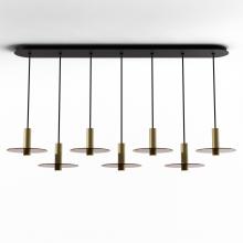 Koncept Inc CMP-L7-S-06-BRS+GTEA9 - Combi Pendant 6&#34; Linear 7 Combo Brass with Matte Black Canopy