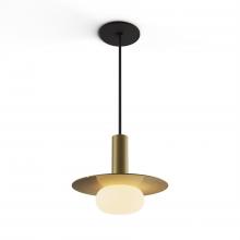 Koncept Inc CMP-S1-S-06-BRS+MBRS9+GLB - Combi Pendant 6&#34; Single Unit Brass with Matte Black Canopy, 9&#34; metal plate (Brass) attachmen