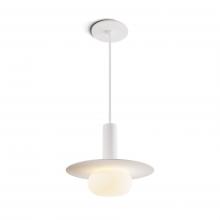 Koncept Inc CMP-S1-S-06-MWT+MPTB9+GLB - Combi Pendant 6&#34; Single Unit Matte White with Matte White Canopy, 9&#34; metal plate (White/Pain