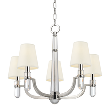 Hudson Valley 985-PN-WS - DAYTON 5 LIGHT CHANDELIER w/WHITE SHADE