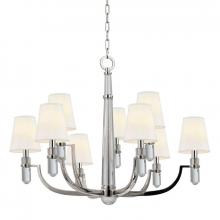 Hudson Valley 989-PN-WS - DAYTON 9 LIGHT CHANDELIER w/WHITE SHADE