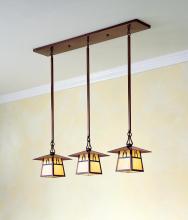 Arroyo Craftsman CICH-8/3DCS-MB - 8&#34; carmel 3 light in-line chandelier with dart overlay