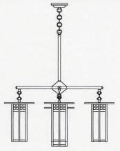 Arroyo Craftsman GCH-9L/4-1CS-AB - 9&#34; glasgow long body 4 light chandelier, center light