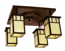 Arroyo Craftsman HCM-4L/4DTGW-AB - 4" huntington 4 light ceiling mount, double t-bar overlay