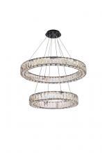 Elegant 3503G28BK - Monroe 28 Inch LED Double Ring Chandelier in Black