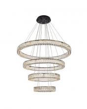 Elegant 3503G41BK - Monroe 41 Inch LED Four Ring Chandelier in Black