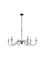 Elegant LD5056D42BRB - Rohan 42 Inch Chandelier in Matte Black and Brass