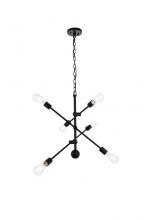 Elegant LD8006D29BLA - Axel 6 Lights Black Pendant with Chain