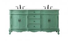 Elegant VF10172DVM - 72 inch double bathroom vanity in vintage mint