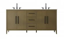 Elegant VF29372DMCB - 72  Inch Double Bathroom Vanity In Chestnut Brown