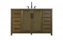 Elegant VF29554HO - 54 Inch Single Bathroom Vanity In Hazel Oak