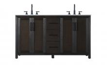 Elegant VF29560DCO - 60 Inch Double Bathroom Vanity In Chocolate Oak