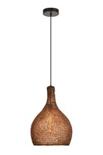 Elegant LDPD2063 - Finola Collection Pendant D13.0&#39;&#39; H20.5 Lt:1 Black and Coffee Finish