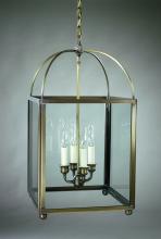 Northeast Lantern 6832-VG-LT4-CLR - Square Corners Hanging Verdi Gris 4 Candelabra Sockets Clear Glass