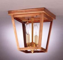 Northeast Lantern 7324-AB-LT2-SMG - Square Flush Antique Brass 2 Candelabra Sockets Seedy Marine Glass