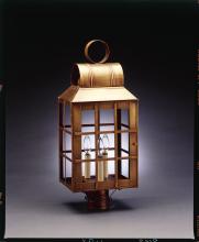 Northeast Lantern 8143-DAB-CIM-CLR - Culvert Top H-Bars Post Dark Antique Brass Medium Base Socket With Chimney Clear Glass