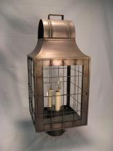 Northeast Lantern 9253-VG-CIM-CLR - Culvert Top H-Rod Post Verdi Gris Medium Base Socket With Chimney Clear Glass