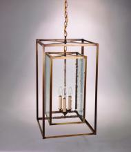 Northeast Lantern SS1424-DB-LT3-CLR - Square Hanging Inside Square Dark Brass 3 Candelabra Sockets Clear Glass