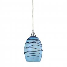 ELK Home 31348/1BL - Vines 5&#39;&#39; Wide 1-Light Pendant - Satin Nickel with Blue Glass